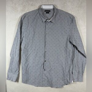 John Varvatos Luxe XL Black and White Striped Button-Up Shirt